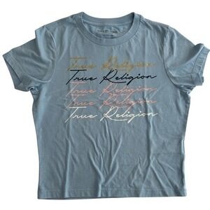 Y2K True Religion Girls Size S‎ Blue short Sleeve T-Shirt